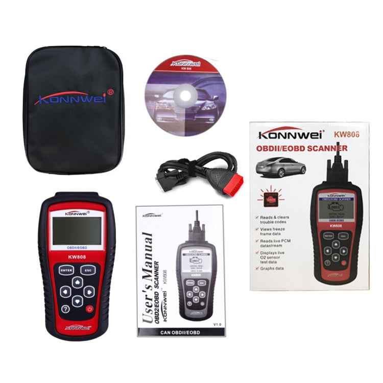 KONNWEI KW808 EOBD / OBDII Car Auto Diagnostic Scan Tools CAN Code Reader Scanner Auto Scan Adapter Scan Tool (Can Only Detect 12V Gasoline Car)
