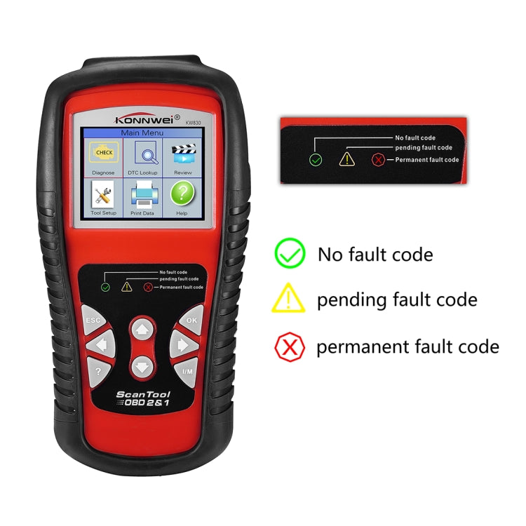 KONNWEI KW830 OBDII / CAN Car Auto Diagnostic Scan Tools Auto Scan Adapter Scan Tool Supports 8 Languages and 6 Protocols (Can Also Detect Battery and Voltage, Only Detect 12V Gasoline Car), KW830
