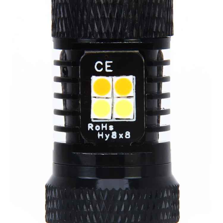 2 PCS Super Bright PSX24W DC 12V 5W 350LM Auto Car Fog Light with 16 SMD-3030 LED Bulbs Lamp, White + Yellow Light