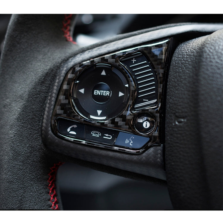 2 in 1 Carbon Fiber Steering Wheel Button Trim Interior DIY Sticker for Honda Civic 10th Gen 2016-2019(General), Button Trim