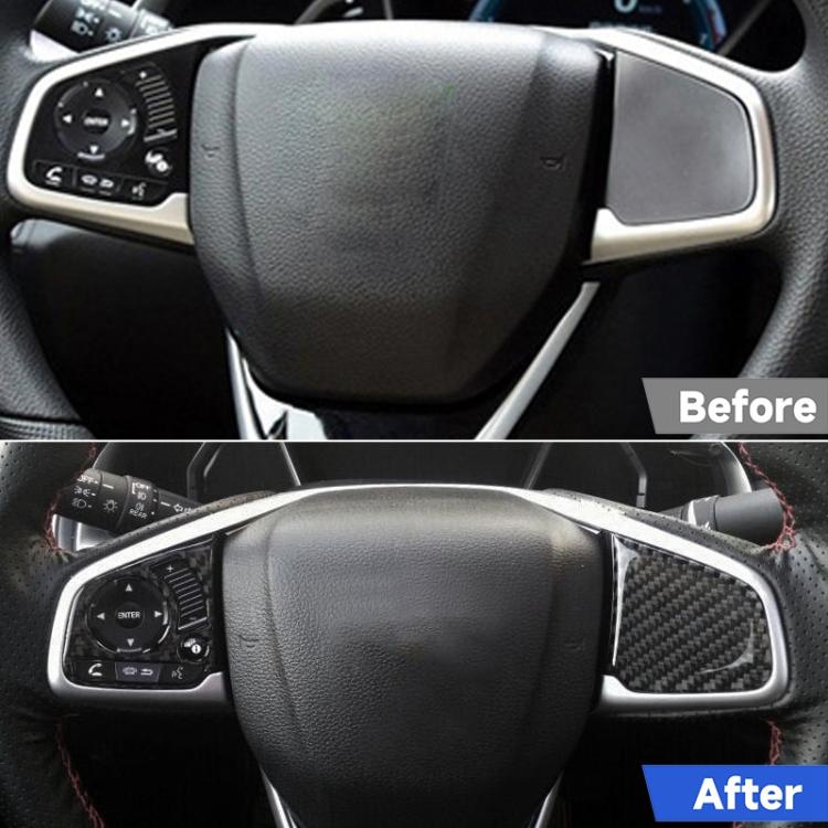 2 in 1 Carbon Fiber Steering Wheel Button Trim Interior DIY Sticker for Honda Civic 10th Gen 2016-2019(General), Button Trim