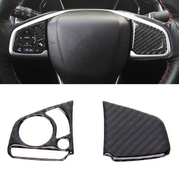2 in 1 Carbon Fiber Steering Wheel Button Trim Interior DIY Sticker for Honda Civic 10th Gen 2016-2019(General), Button Trim
