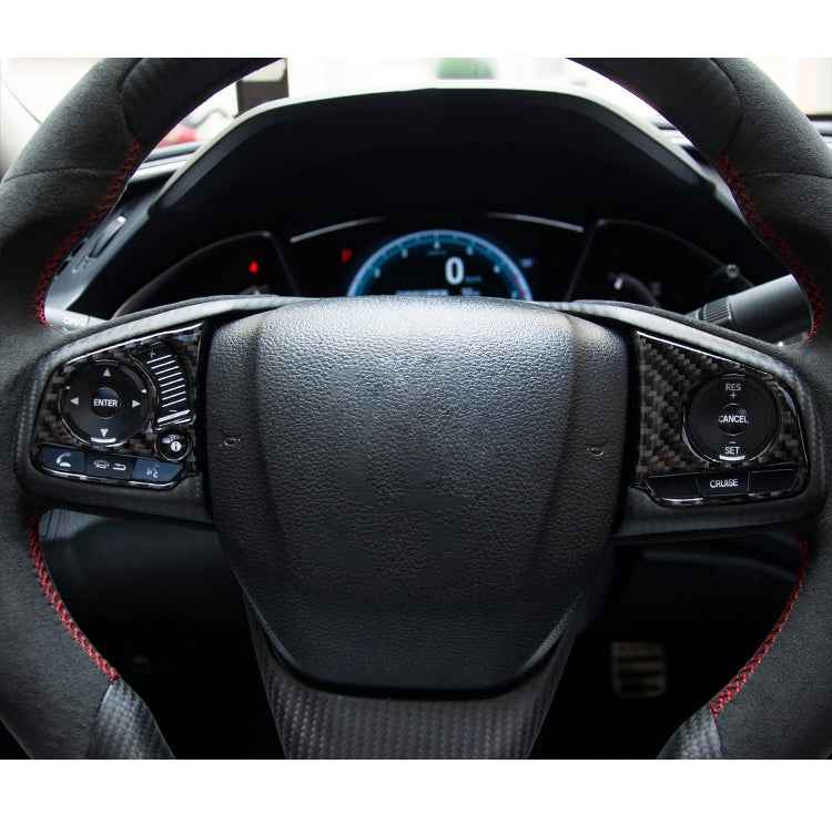 2 in 1 Carbon Fiber Steering Wheel Button Trim Interior DIY Sticker for Honda Civic 10th Gen 2016-2019(Deluxe)