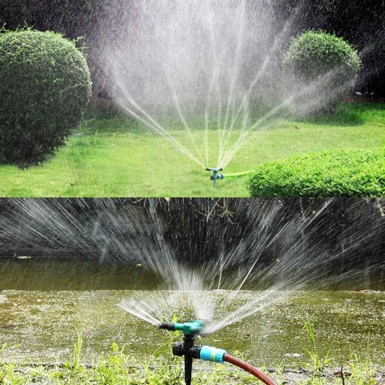 Automatic 360 Rotating Adjustable Garden Water Sprinklers Lawn Irrigation System with 3 Arm Sprayers and Spike Base