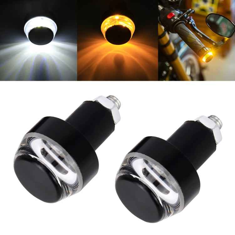 Pair Motorcycle Turn Signal Light Grip Bar Plug Strobe Side Marker End LED Handlebar Lamp