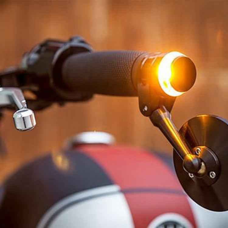 Pair Motorcycle Turn Signal Light Grip Bar Plug Strobe Side Marker End LED Handlebar Lamp