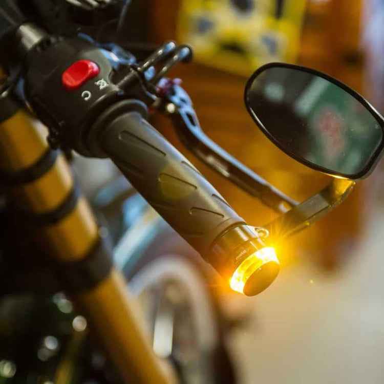 Pair Motorcycle Turn Signal Light Grip Bar Plug Strobe Side Marker End LED Handlebar Lamp