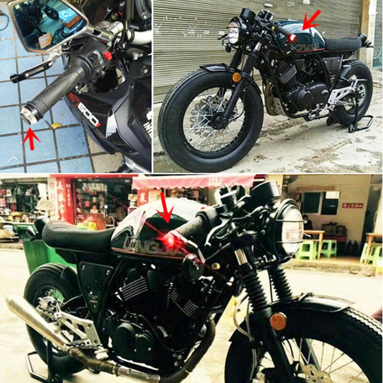 Pair Motorcycle Turn Signal Light Grip Bar Plug Strobe Side Marker End LED Handlebar Lamp, Red Light