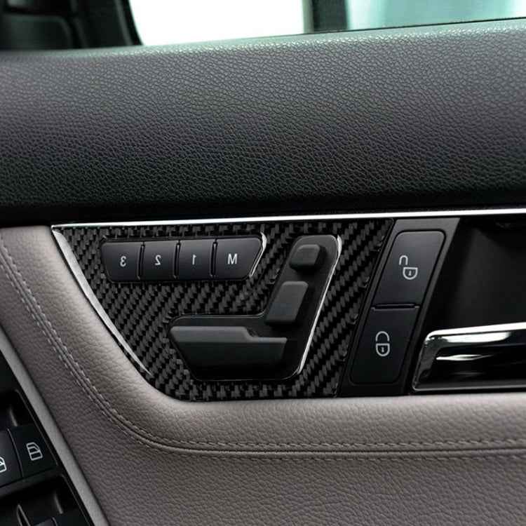 2 PCS Car Carbon Fiber Right Drive Seat Adjustment Panel Decorative Sticker for Mercedes-Benz W204 2007-2013
