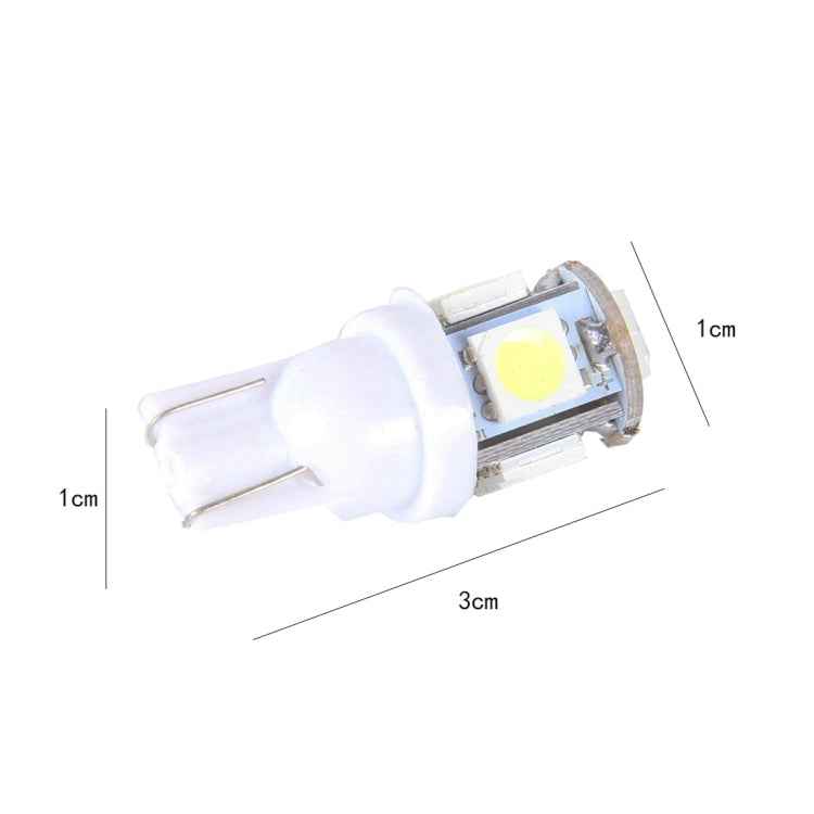 10PCS T10 3W 5500K SMD 5050 5 LED Car Clearance Lights Lamp, DC 12V