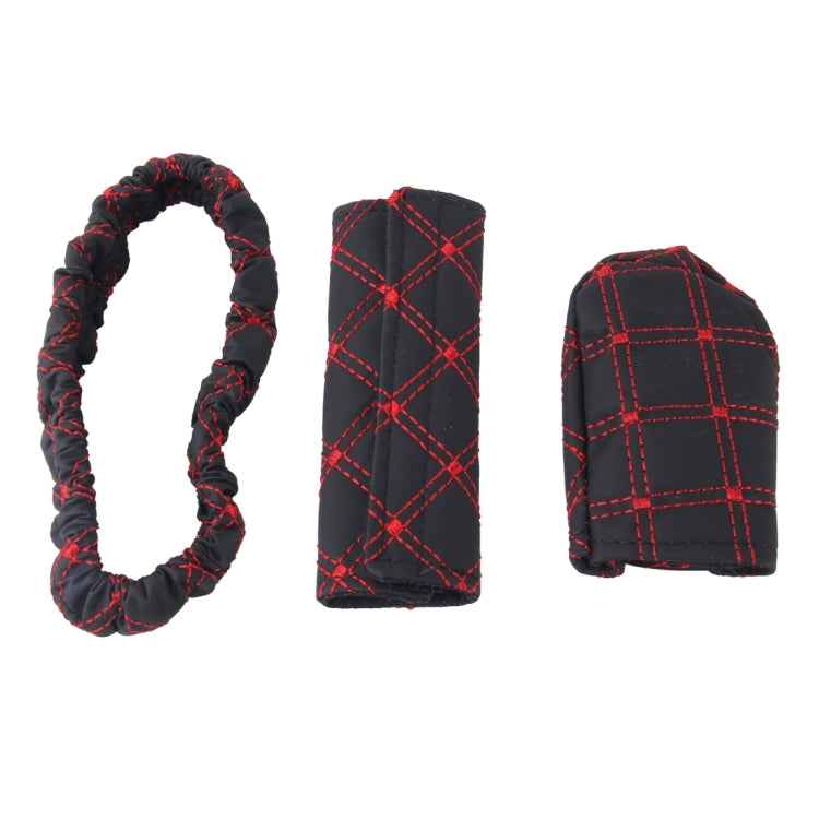 3 PCS Car Hand Brake Cover Shift Knob Gear Stick Cushion Sets Rear View Mirror Sets Cover Car Accessory Interior Decoration Pad