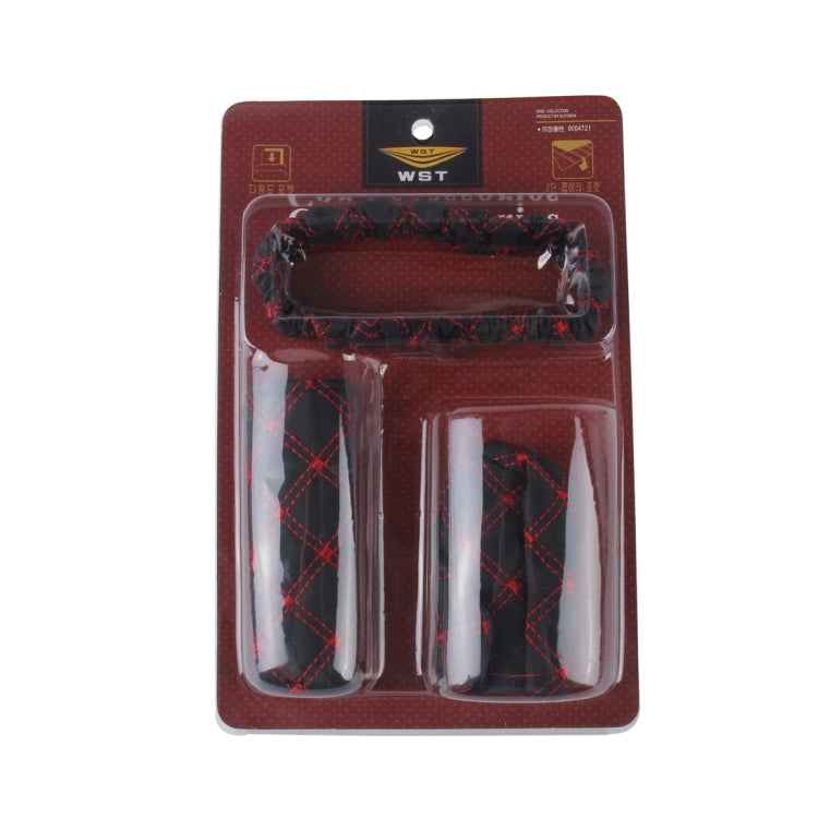 3 PCS Car Hand Brake Cover Shift Knob Gear Stick Cushion Sets Rear View Mirror Sets Cover Car Accessory Interior Decoration Pad