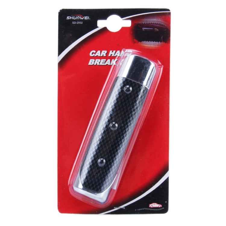 SHUNWEI SD-2002 Car Auto Universal Carbon Fiber Plastic Anti Slip Parking Hand Brake Cover Case Sleeve Black with Sticker Strip