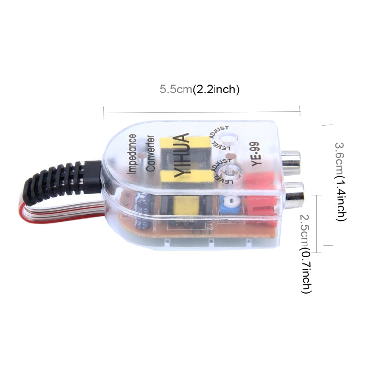 YE-99 Vehicle Car High to Low Impedance Converter Adapter Speaker to RCA Line, YE-99 Car High to Low Impedance Converter