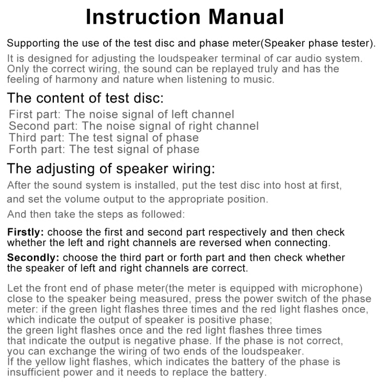 FH-168 Car Audio Speaker Polarity Tester Phase Meter, Audio Speaker Polarity Tester