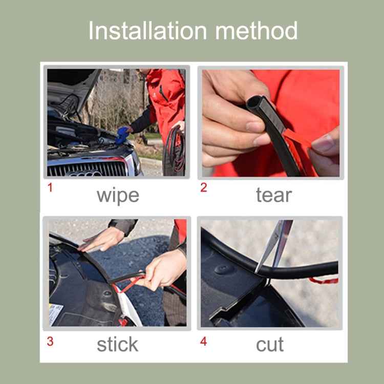 Big D-shaped Car Noise Reduction Sealing Strip with Sticker, Length: 100m