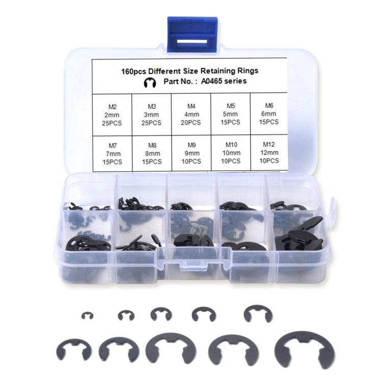 160 PCS Car E Shape Circlip Snap Ring Assortment Retaining Rings, 160 PCS