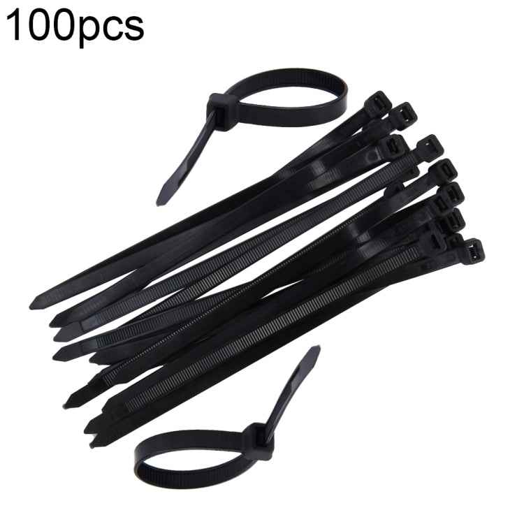 100pcs /Pack 8mm*200mm Nylon Cable Ties, 8mm*200mm Black, 8mm*200mm White