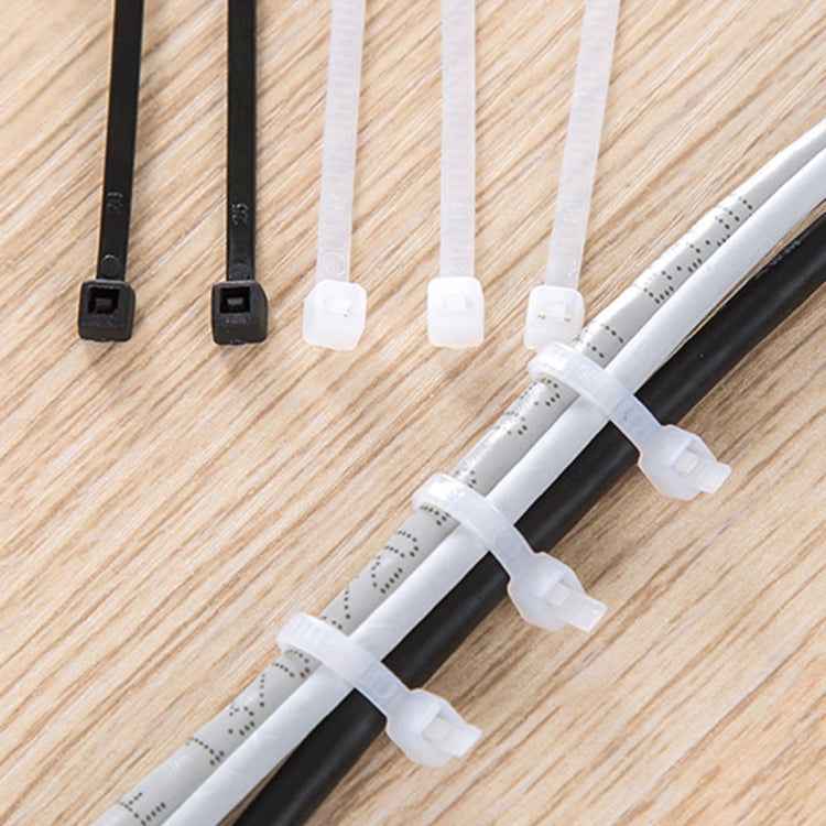 100pcs /Pack 8mm*200mm Nylon Cable Ties, 8mm*200mm Black, 8mm*200mm White