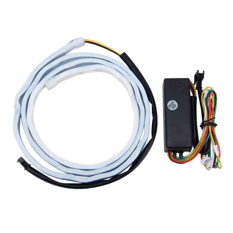1.2m Car Auto Waterproof Universal Four Color Rear Flowing Light Tail Box Lights with Tail Light Controller, Ice Blue Light Driving Light, White Light Reversing Light, Red Light Brake Light, Yellow Light Turn Signal Light, LED Lamp Strip Tail Decoration