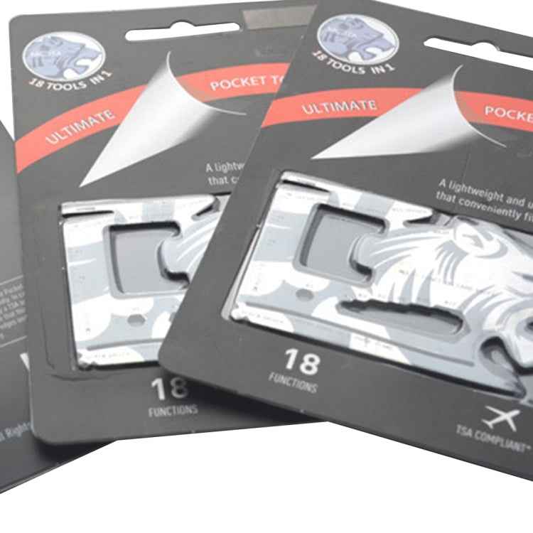 18 in 1 Multi-functional Stainless Steel Outdoor Camping EDC Steller Card Knife Screwdriver Headphone Wrap Fruit Peeler  Phone Kickstand  Inch and Centimeter Ruler Opener