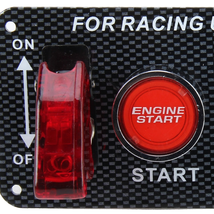 12V / 30A Carbon Fiber Racing Car 12V LED Ignition Switch Panel Engine Start Push Button LED Car Panel Switches Lever Multi-function Automatic Ignition Switch for Racing Cars, 12V 30A