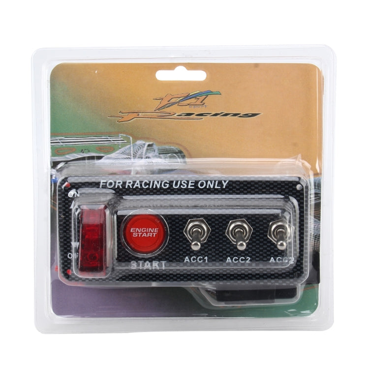 12V / 30A Carbon Fiber Racing Car 12V LED Ignition Switch Panel Engine Start Push Button LED Car Panel Switches Lever Multi-function Automatic Ignition Switch for Racing Cars, 12V 30A