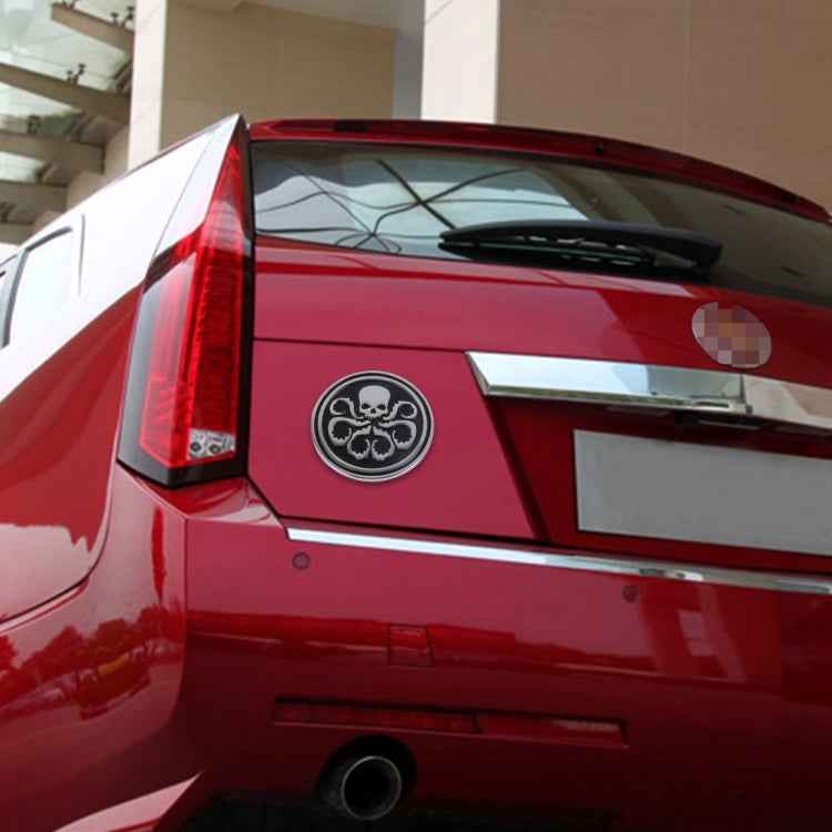 Skull Pattern Circular Shape Shining Metal Car Free Sticker