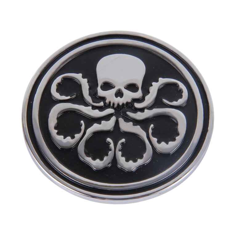 Skull Pattern Circular Shape Shining Metal Car Free Sticker