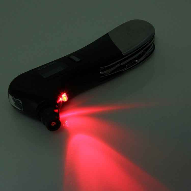 9 in 1 Digital Tire Pressure Gauge Multi-function Safety Hammer with Swiss Style Army Knife, Flashlight and Red Safety Light, Outdoor Tool Kit