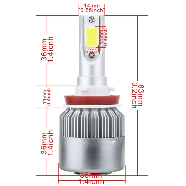 2 PCS H8/H9/H11 18W 1800 LM 8000K IP68 Casnbus Constant Current Car LED Headlight with 2 COB Lamps, DC 9-36V, H8/H11, H11