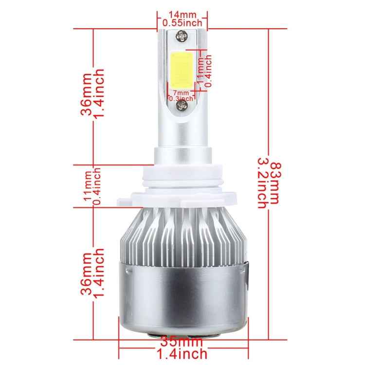 2 PCS 9006 18W 1800 LM 6000K IP68 Casnbus Constant Current Car LED Headlight with 2 COB Lamps, DC 9-36V, 9006