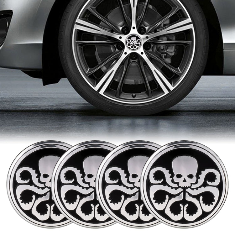 4 PCS Car-Styling Skull Pattern Wheel Hub Decorative Sticker, Diameter: 5.8cm, Skull Pattern