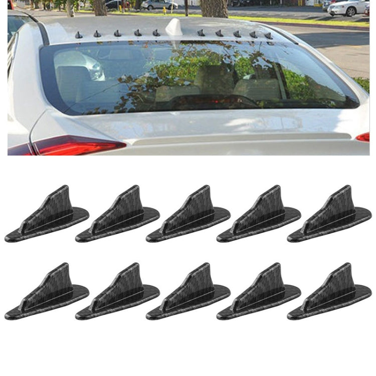 10 PCS Universal Car Carbon Fiber Shark Fin Diffuser Vortex Generator Roof Spoiler, Carbon Fiber