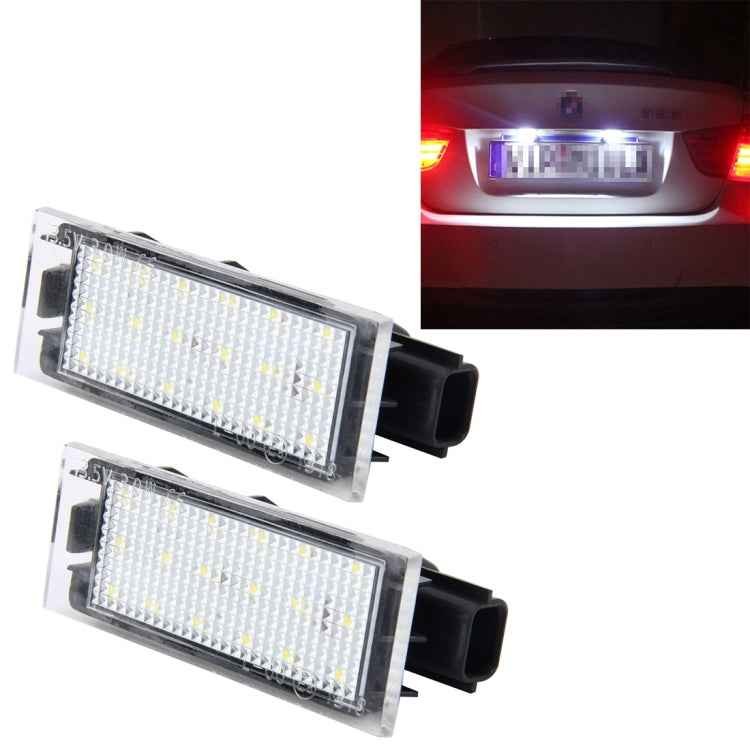 2 PCS License Plate Light with 18 SMD-3528 Lamps for Renault,2W 120LM,6000K, DC12V(White Light)