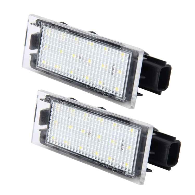 2 PCS License Plate Light with 18 SMD-3528 Lamps for Renault,2W 120LM,6000K, DC12V(White Light)