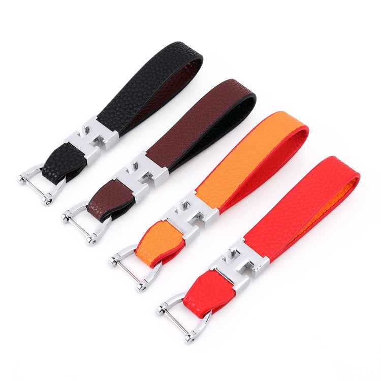 Car Metal Leather Key Ring Keychain, Random Color Delivery, Metal Leather