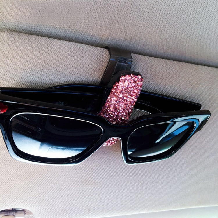 Car Pure Color Diamond Mounted Glasses Bill Clip Holder