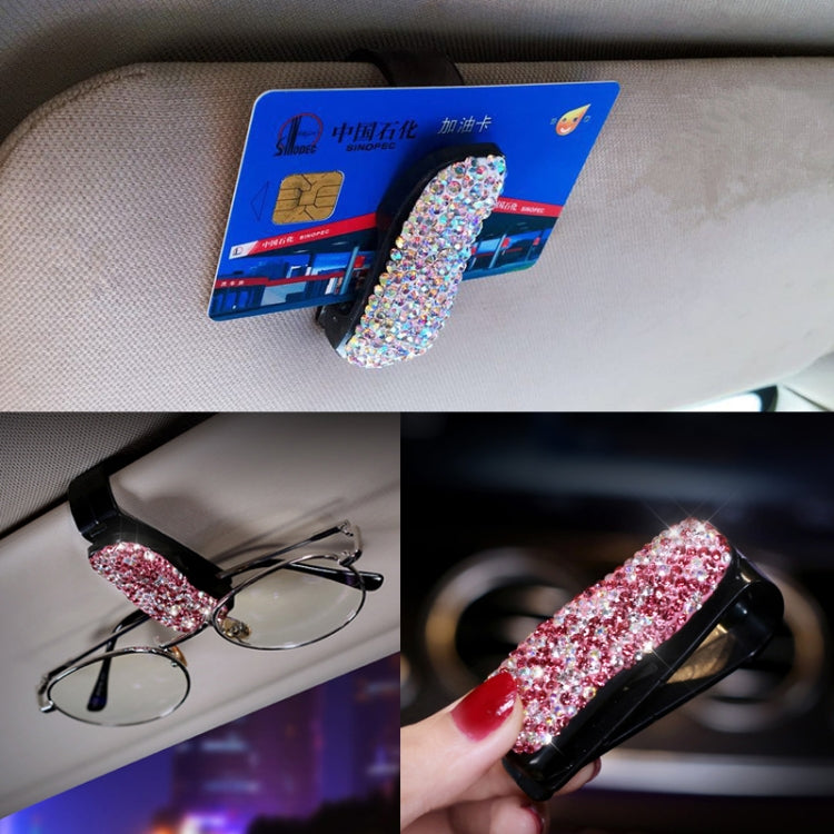 Car Pure Color Diamond Mounted Glasses Bill Clip Holder