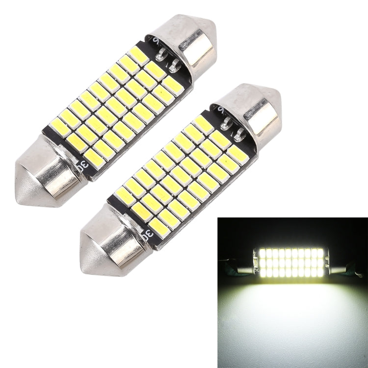 2 PCS 36mm DC12V / 1.5W / 6000K / 100LM 27LEDs SMD-3014 Car License Plate Light / Dome Light, 1.5W 36mm
