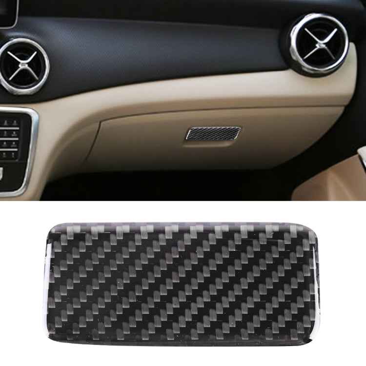 Car Carbon Fiber Central Control Storage Box Panel Decorative Sticker for Mercedes-Benz GLA 2015-2018