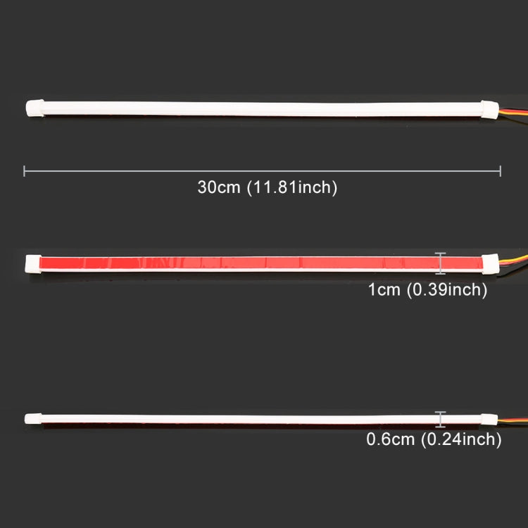 2 PCS 30cm DC12V 3.2W Ultra-thin Car Auto Double Colors Turn Lights / Running Lights (Turn Lights: Yellow Light; Running Lights: White Light), 30cm DC12V 3.2W
