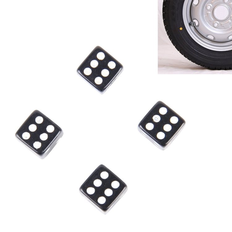 4 PCS Plastic Plated Dice Shape Universal Tire Valve Stem Cap, Dice Shape 6, Dice Shape 6