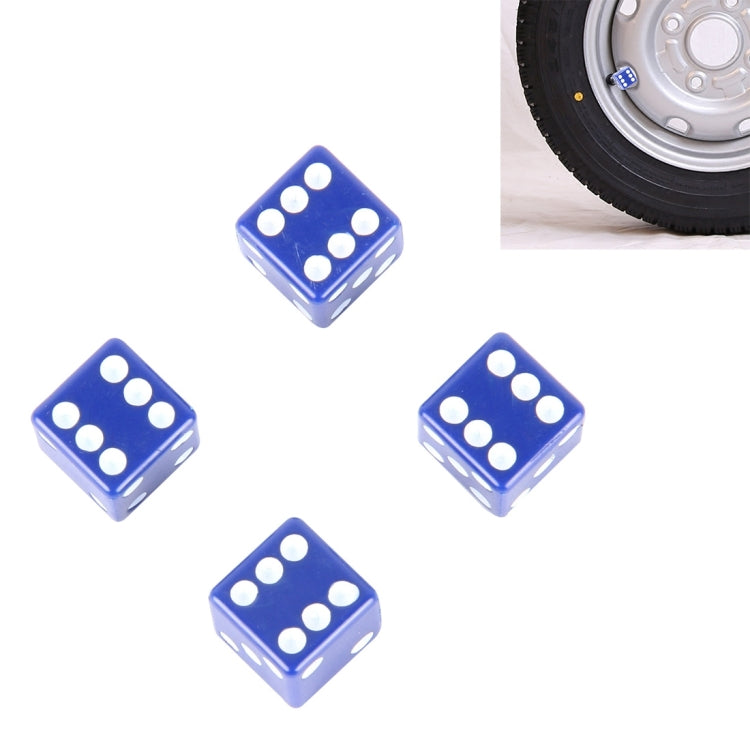 4 PCS Plastic Plated Dice Shape Universal Tire Valve Stem Cap, Dice Shape 6, Dice Shape 6