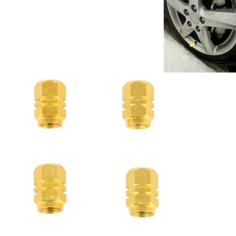 4PCS SA Metal Plated Hexagon Shape Universal Tire Valve Stem Cap, Hexagon Shape