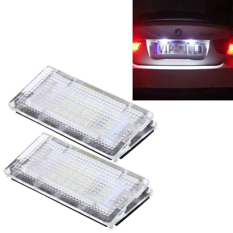 2 PCS License Plate Light with 18 SMD-3528 Lamps for BMW E46 4D 1998-2003,2W 120LM,6000K, DC12V (White Light), For BMW E46 4D