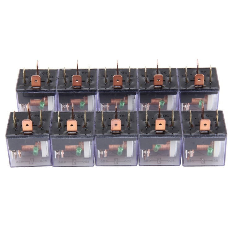 10 PCS JD-1912 80 AMP 12V Waterproof Car Auto Four Plugs Relay with Warning Light, JD-1912