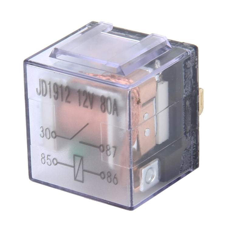 10 PCS JD-1912 80 AMP 12V Waterproof Car Auto Four Plugs Relay with Warning Light, JD-1912