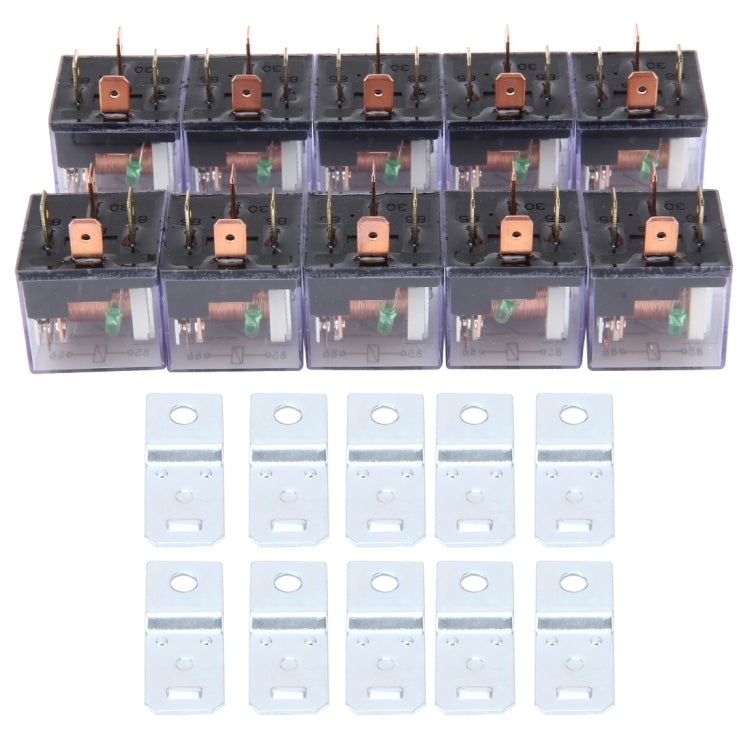 10 PCS JD-1912 80 AMP 12V Waterproof Car Auto Four Plugs Relay with Warning Light, JD-1912