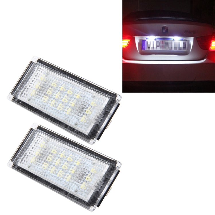 2 PCS License Plate Light with 18 SMD-3528 Lamps for BMW E46 2D M3,2004-2006,2W 120LM,6000K, DC12V (White Light), For BMW E46 2D M3
